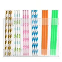 lasuroa Soporte Pajitas Acrílico 6 Ranuras Organizador Pajitas Tumbler de Armario con Cinta Adhesiva Doble Cara Reutilizable Dispensador and Contenedor de Almacenamiento Cocina Encimera Transparente - Transparente - Ver 1