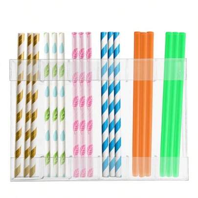 lasuroa Soporte Pajitas Acrílico 6 Ranuras Organizador Pajitas Tumbler de Armario con Cinta Adhesiva Doble Cara Reutilizable Dispensador and Contenedor de Almacenamiento Cocina Encimera Transparente