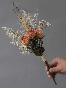 1束新款毛边玫瑰雏菊人造花束，小型复古欧式风格餐桌家居装饰