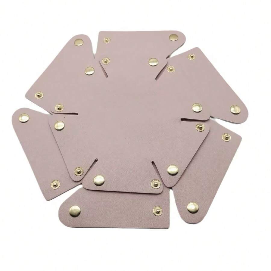 2pcs Round PU Leather Storage Boxes Minimalist Style Desktop Entryway Makeup Jewelry Organizer Tray - Multicolor - View 1