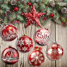 12 قطعة مجموعة زينة عيد الميلاد الحمراء اليدوية - ديكورات خشبية معلقة، تضيف فرحة احتفالية، هدية مثالية
