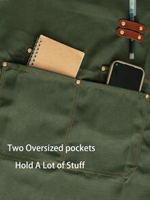 1pc Chef Apron For Men Women Canvas Aprons With Pockets Cross Back Resistant Work Apron For Cooking