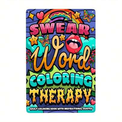 Swear Word Coloring Therapy" Vintage Metal Sign - 8"X12" | Durable Tinplate Wall Art For Home, Bar, Cafe & Garage Decor | Waterproof & Dustproof.