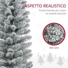 HOMCOM Albero di Natale Innevato con 263 Rami e Luci LED Bianche, Albero di Natale Artificiale Illuminato in Plastica e Metallo, Ø45x150 cm, Verde