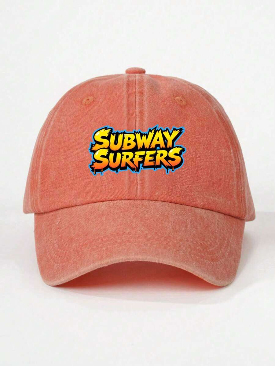 Suitable For Men And Women Interesting Hat Subway Surfers Logo Print On Dark Cap Patterned Hat - 橘色 - 查看 1