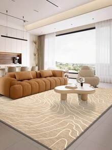 1 pezzo Tappeto da area con arte classica europea - motivo astratto minimalista a linee e onde, in materiale di finta lana di lusso e colori chiari, adatto per soggiorno, camera da letto, dormitorio, ingresso, patio, lavabile in lavatrice, tappeto grande per tutte le stagioni, decorazione domestica estetica/decorazione natalizia