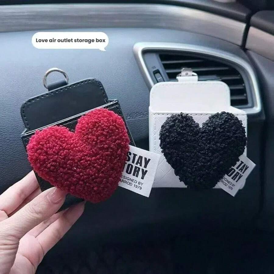 Heart-Shaped Air Vent Storage Box, Car Interior Air Vent Organizer, Car Accessories Storage Bag, Cute Phone Holder
