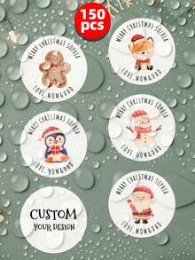من 1 إلى 150 ملصق شخصي لعيد الميلاد، ملصقات هدايا عيد الميلاد المخصصة، ملصقات هدايا دائرية مخصصة بالنص - مناسبة لتغليف هدايا العطلات، ديكورات العطلات، ملصقات مغلف العطلات، ملصقات تغليف الحلوى والأطعمة، ملصقات أزياء لاصقة
