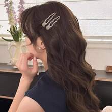 2pcs Metal Texture Hair Clips Set, Side Bangs Clips, Decorative Hair Accessories, Daily Wear, Makeup Essential, Hip Hop Y2K Chic, Minimalist Hair Clips