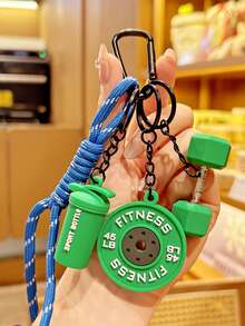 Fitness Keychain Colorful Gym Bag Charm For Fitness Lovers Motivational Fitness Gym Key Ring Workout Keychain Gifts Detachable Barbell Plates Keychain Water Cups Simulation Dumbbells Keyring Creative Dopamine Fitness Series Pendant - Multicolor - View 8