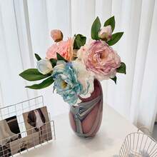 M.S MO SHI HOME FURNISHINGS 1 bucată de floare de bujor artificială de înaltă calitate, floare artificială realistă cu două capete, bujor ars, potrivită pentru decorarea vintage a casei, decorarea biroului, decorarea nunții, Ziua Îndrăgostiților, cadou de ziua de naștere, ceremonie de absolvire, aranjament floral în vază DIY, grădină, decorarea camerei, petrecere de sărbători, plantă artificială