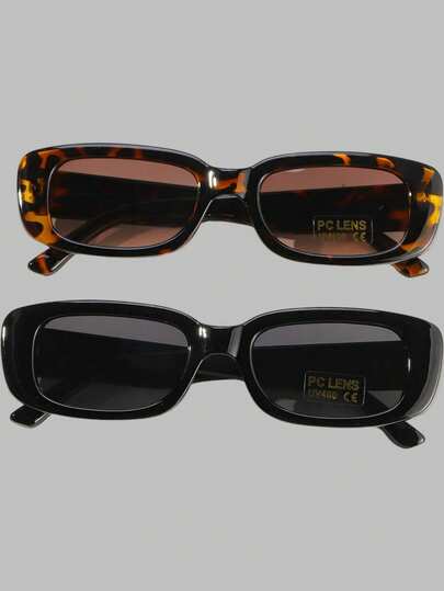 DareSee 2pcs/Set Couple's Fashionable Glasses For Summer, Neon Sci-Fi Style, Non-Mainstream, Jelly Color, Ins Style, Y2k Style, Hip-Hop, Rock, Vintage, Small Square, Reinforced Metal Hinges Boho Glasses Glasses Beach Accessories Glasses Glasses Shades Music-Fest Y2K-Fest Back To School Autumn Winter Gifts Music Fest