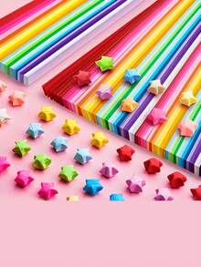 Colorful Gradient Star Origami Strips, Lucky Star Pentagram Paper, Kindergarten Handmade DIY Star Paper - Multicolor - View 1