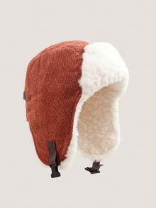 1pc Winter Ski Hat, Fleece Lined Windproof Earflap Cap, Warm Cycling Beanie For Men, Northeastern Cold-Proof Hat