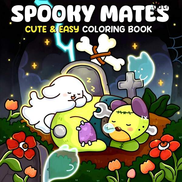 GDTME Compañeros fantasmales: Un libro de colorear de fantasía para adultos y adolescentes, con diseños místicos adorables para aliviar el estrés y el entretenimiento, 24 páginas hermosas de una sola cara con líneas claras y patrones intrincados, perfecto para relajación, Navidad, Halloween, cumpleaños, fiestas, regalos de regreso a la escuela, 7.9*7.9 pulgadas.