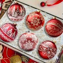 12 قطعة مجموعة زينة عيد الميلاد الحمراء اليدوية - ديكورات خشبية معلقة، تضيف فرحة احتفالية، هدية مثالية