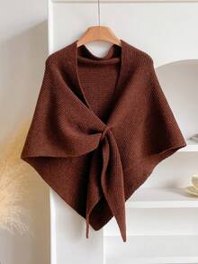 1条简约高品质羊毛混纺纯色三角围巾，女士时尚百搭空调房三角披肩外套围脖，可搭配连衣裙 - 彩色 - 查看 14