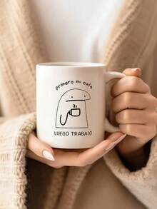 1 Piece Of 11 Ounce Fun Letter Coffee Cup, Displaying The Spanish Phrase "First My Coffee, Then Work". A Mug, Christmas Gift, Teacup, Coffee Enthusiast Gift, Thanksgiving Christmas Gift, Reusable Christmas Decoration, Birthday Gift - Multicolor - View 10