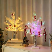 1pc White LED Christmas Tree Light, Christmas Tree Decoration Light, With Red Round Balls, Candy And Cane Pendants, Warm White And Colorful Luminous Indoor Tree Decoration, Suitable For Bedroom, Living Room, Wedding, Holiday, Christmas, Party Decoration, Christmas Tree And Christmas Home Decoration, Fairy Light Christmas Tree Light - Multicolor - View 4