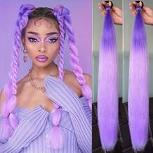 2 pezzi Estensioni per coda di cavallo intrecciate con laccio elastico, 30 pollici di lunghezza, capelli sintetici lisci per acconciatura a treccia avvolta, ciocche per coda di cavallo, colori viola, rosso, rosa