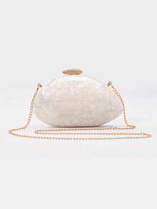 Bolso de mano de acrílico con forma de concha para la noche, bolso de noche con brillo blanco nieve, bolso de novia para mujeres para boda, citas, fiesta, baile de graduación, perfecto como regalo para vacaciones