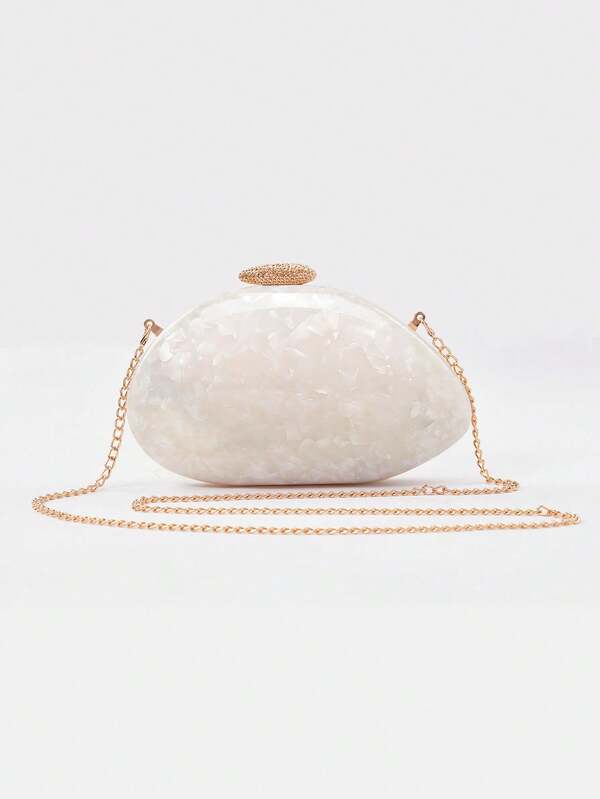 Borsa clutch da sera in acrilico a forma di conchiglia, borsa da sera con glitter bianco neve, borsa da sposa perfetta per donne, matrimonio, appuntamenti, feste, balli, regali perfetti per le vacanze
