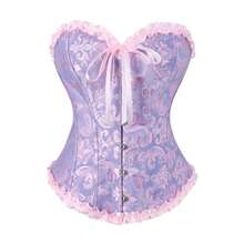 Vintage French Classic Powder Blue Lace Bustier, Women's Palace Style Body Shaper