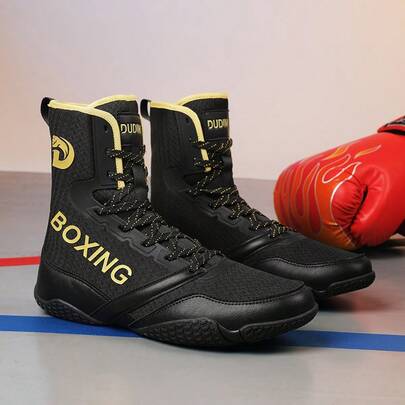 Men's Indoor Boxing Training Shoes, Rubber Sole Competition Wrestling Shoes