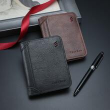 Cartera corta casual para hombres CARRKEN, de moda con contraste de color, correa, múltiples ranuras para tarjetas, diseño de boca abierta y parches, versátil estuche para tarjetas para estudiantes jóvenes, cartera mini, monedero, cartera pequeña, cartera de hombre, cartera de cuero