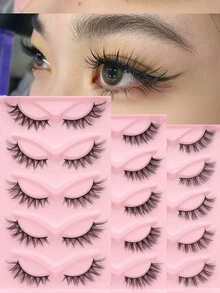 3 cutii (15 perechi) de gene false tip ochi de pisică, design 3D înaripat, naturale și pufoase, potrivite pentru purtare zilnică, întâlniri și călătorii