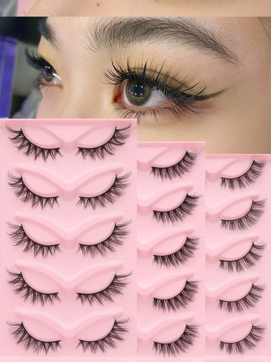 3 cutii (15 perechi) de gene false tip ochi de pisică, design 3D înaripat, naturale și pufoase, potrivite pentru purtare zilnică, întâlniri și călătorii