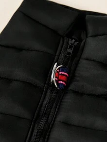 PETSIN 1 件新款秋冬宠物服装拉链背心保暖狗狗夹克带牵引绳钩，时尚 - 黑色 - 查看 4