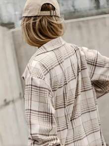 Damska kurtka w kratę z kapturem, luźny płaszcz z wełny w modnym stylu