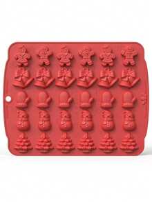 1 pacote com 30 moldes de silicone para Natal, molde de doces em formato de boneco de gengibre, ferramenta para assar bolos para festa de Natal, chocolate de Natal faça você mesmo, doces, gelatina (cor e estilo aleatórios)