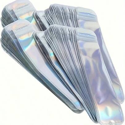50pcs Vibrant Rainbow Holographic Gift Bags - Reusable Ziplock PP Bags With Iridescent Colors, Easy To Clean And Durable, Suitable For Pens, Makeup Brushes, Jewelry, Lip Gloss - Great For Ramadan Gifts, Multipurpose Pouches, Jewelry Lovers, Gift Bags.