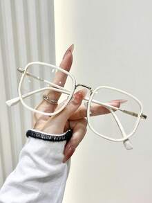 1pc Women Square Multicolor Plastic And Metal Modern Simple Style Never Outdated Clear Glasses Outdoor Travel Vacation/Holiday Office Street-Photography Back-To-School Daily Life Essentials Holiday Gift Suitable For All Face Shapes Accessories