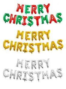 14pcs/Set Christmas Letter Balloons, Christmas Letter Banner Balloons Set, Merry Christmas Foil Balloons, Christmas Decorations, Christmas Party Backdrop Decor, Christmas Mall And Indoor/Outdoor Decoration Balloons - Multicolor - View 13