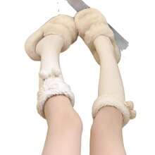 Lolita Over-The-Knee Socks For Women, Autumn And Winter Long Thick Japanese JK Lolita White Black Calf Socks, Autumn Accessories Leg Warmers Long Socks - bê xám - Xem 7