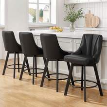 GIKPAL 24" Counter Height Swivel Bar Stools Set Of 2, PU Leather Upholstered Counter Barstools With Solid Wood Legs And Backs For Kitchen Island, Home Bar, Black-PU - 黑色-PU-2pcs - 查看 7