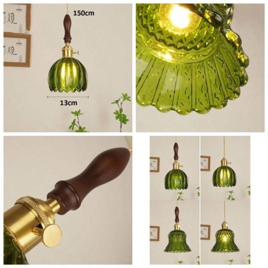 Glass Pendant E26E27 Nordic Modern Rustic Wood Farmhouse Vintage Chandelier Hanging Lamp Kitchen Island Living Dining Room TableStyle1 - Estilo1 - Ver 1