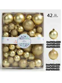 42 buc bile decorative de Crăciun de 3/4/5 cm, ornamente din plastic, globuri de Crăciun, decorațiuni suspendate, bile pictate, potrivite pentru bradul de Crăciun, acasă, exterior, cameră, dormitor, decor de Anul Nou, decorațiuni de Crăciun, articole pentru petreceri, ornamente de sărbători, set cadou pentru prieteni și familie decor acasă decor cameră iarnă