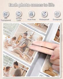 Álbum de fotos autoadhesivo: Álbum de recortes magnético de 40 páginas para armar mismo - Libro de recuerdos con marco - Regalo para aniversario, boda o cumpleaños (Gris) - gris - Ver 6