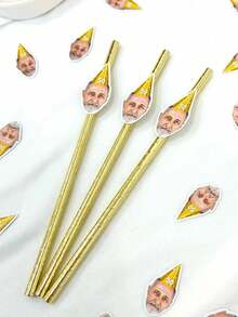 1/12/24/48pcs Customized Face Party Paper Straws, Bachelorette Party Personalized Face Straws, Customizable Age Birthday Party Face Straw Decors, Girlfriend Birthday Party Decor Gifts,Multi-Functional,Durable,Ornamental,Reusable,Exquisite,Stylish,High-Quality,Colorful,Modern,Custom,Personalized,Unique,Ideal Gifts For Him, - Nhiều màu - Xem 2