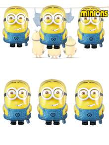 Minions 1pc Minions Large Size Aluminum Material Fun Cartoon Design Minions Pattern Round Glossy Shape Double-Sided Printing Party Decoration Balloons Suitable For Birthday Parties, Festivals, Party Scene Layouts, Photo Backgrounds
