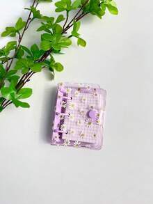 1 件迷你便携式 3 环活页夹，雏菊封面带 PVC 透明外壳，2 种内部纸张选项（空白或网格），约 80 张，适用于办公室、学习、旅行、会议记录、日记本，可作为节日或圣诞节礼物迷你笔记本 - 彩色 - 查看 13