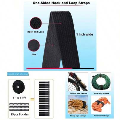 2 Rolls 26FT 2 Inch Wide Straps With 20 Buckles, Heavy Duty Nylon Hook And Loop Straps Fastening Securing, Reusable Cut - To - Length Molle Straps Organizer Or Storage, Black