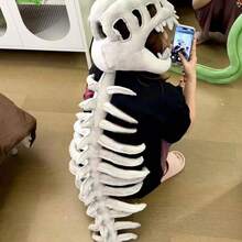 Dinosaur Costume Skeleton Cosplay Outfit Plush Halloween Dress Fun Party Apparel with Accessories for Adults Men Women Masquerade Birthday Holiday Events - Tocado de dinosaurio - Ver 4