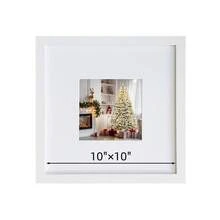 1pc 10"X10" Classic Fashion Square Picture Frame, Black/White Frame, Displays 5"X5" Photo With Mat Or 10"X10" Photo Without Mat, Suitable For Displaying Christmas Cards, Handcrafts, Family Photos, Can Be Displayed On Desk Or Hung On Wall (Photo For Reference Only, No Photo Paper Included)