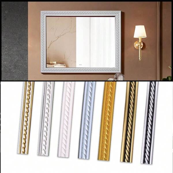 1m X 2cm Flexible Molded Decorative Wall Trim, Self-Adhesive Peel And Stick Ceiling Decor, Cabinet Edging, Mirror Frame Decor, PVC Wall Background 3D Crown Molding