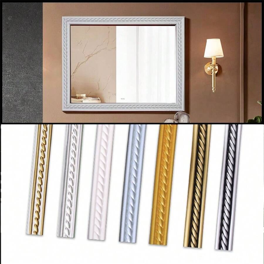 1m X 2cm Flexible Molded Decorative Wall Trim, Self-Adhesive Peel And Stick Ceiling Decor, Cabinet Edging, Mirror Frame Decor, PVC Wall Background 3D Crown Molding - Multicolor - View 1